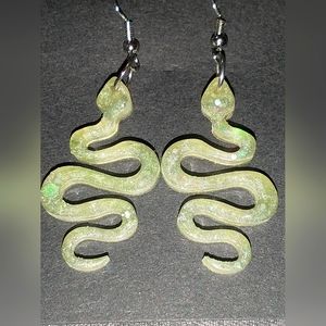 Green snake earrings